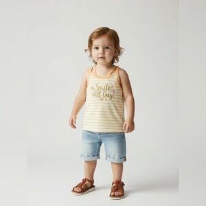 Little Lass Girls 24 Mo tank top striped white orange glitter graphic design